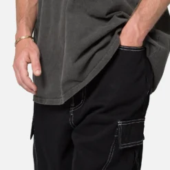 MNML Contrast Ultra Baggy Cargo Denim Jeans Black -Nuvora Fit Sales 03011651 YB001 mens 0050