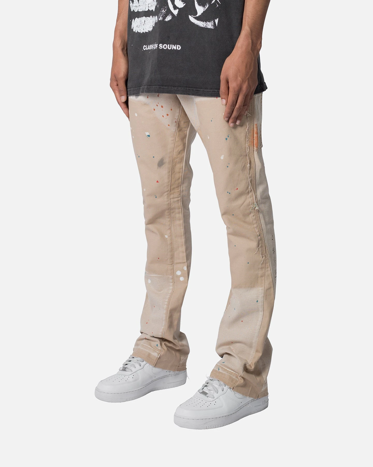 MNML B243 Flare Denim Jeans Khaki 4 MNML B243 Flare Denim Jeans Khaki - Image 2