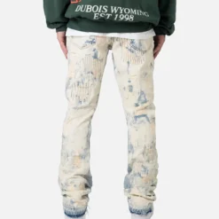 MNML B506 Bleached Flare Denim Jeans Blue -Nuvora Fit Sales 03011666 YX001 mens 0040