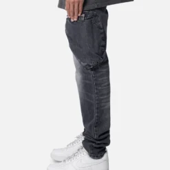MNML Zipper Inseam Cargo Denim Jeans Washed Black -Nuvora Fit Sales 03011678 YW607 mens 0030