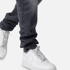 MNML Zipper Inseam Cargo Denim Jeans Washed Black -Nuvora Fit Sales 03011678 YW607 mens 0050