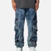 MNML Baggy Rave Cargo Denim Jeans Vintage Blue -Nuvora Fit Sales 03011821 YX561 mens 0010
