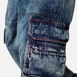 MNML Baggy Rave Cargo Denim Jeans Vintage Blue -Nuvora Fit Sales 03011821 YX561 mens 0050