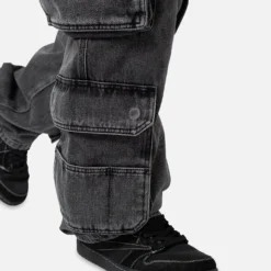 MNML Baggy Rave Cargo Denim Jeans Washed Black -Nuvora Fit Sales 03011822 YW607 mens 0060