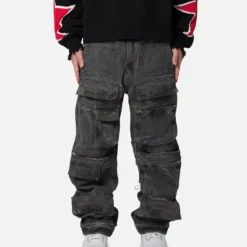 MNML Baggy Skater Cargo Denim Jeans Black