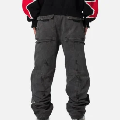 MNML Baggy Skater Cargo Denim Jeans Black -Nuvora Fit Sales 03011823 YB001 mens 0040