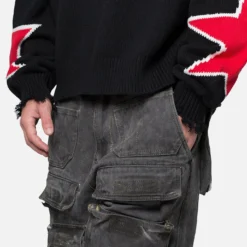 MNML Baggy Skater Cargo Denim Jeans Black -Nuvora Fit Sales 03011823 YB001 mens 0050