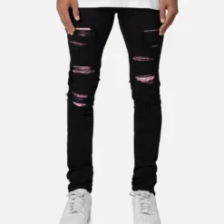 MNML X555 Crystal Skinny Denim Jeans Black/Pink