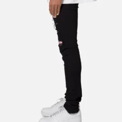 MNML X555 Crystal Skinny Denim Jeans Black/Pink -Nuvora Fit Sales 03011841 YB025 mens 0030