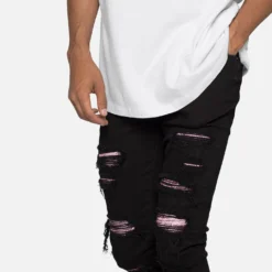 MNML X555 Crystal Skinny Denim Jeans Black/Pink -Nuvora Fit Sales 03011841 YB025 mens 0050