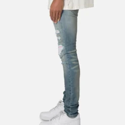 MNML X555 Crystal Skinny Denim Jeans Blue/Pink -Nuvora Fit Sales 03011842 YX073 mens 0030