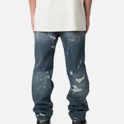 MNML V567 Baggy Destroyed Denim Jeans Blue -Nuvora Fit Sales 03011868 YX001 mens 0040