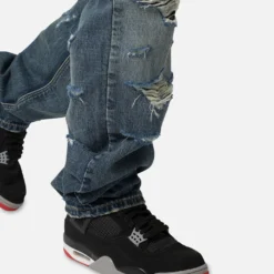 MNML V567 Baggy Destroyed Denim Jeans Blue -Nuvora Fit Sales 03011868 YX001 mens 0060
