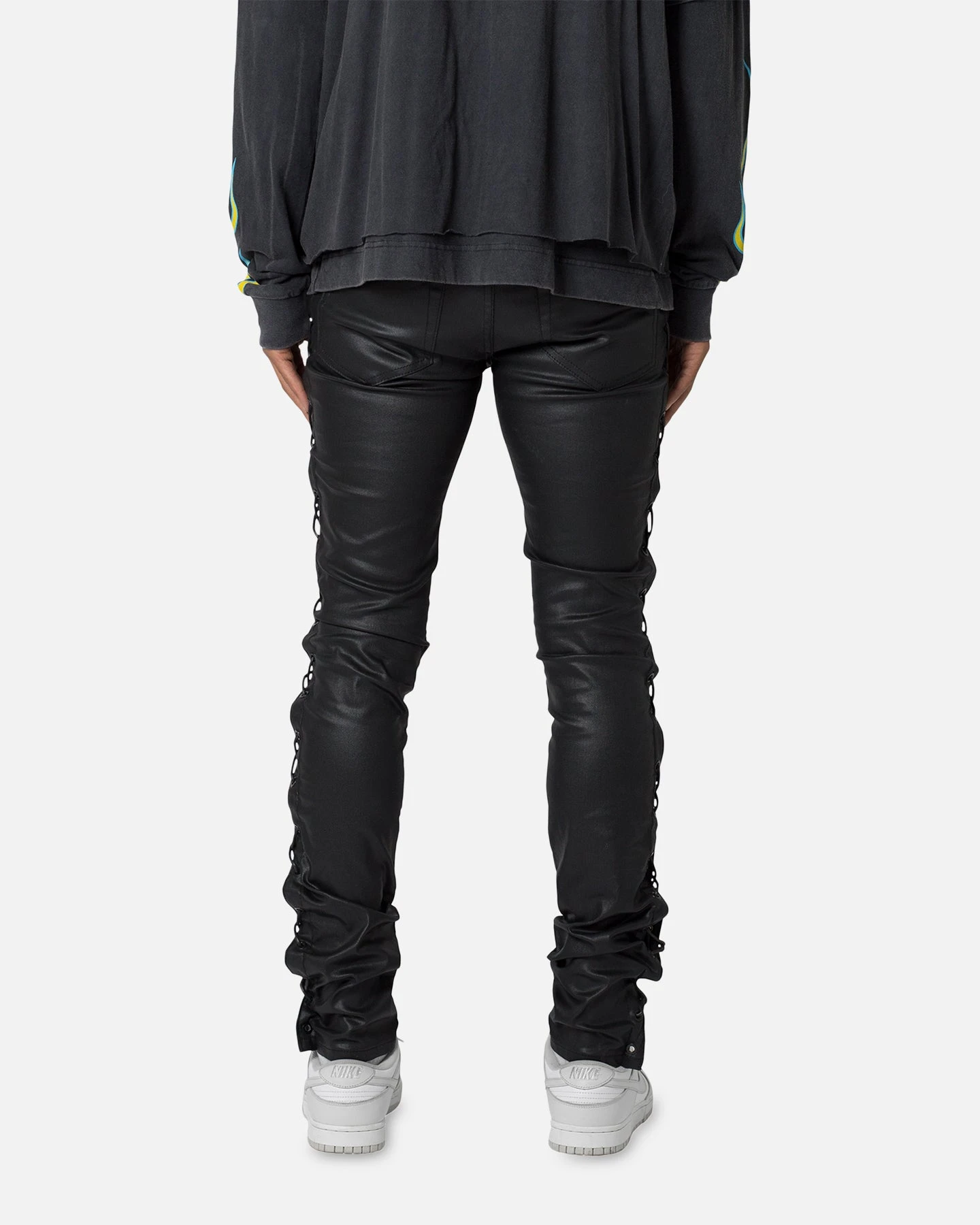 MNML X566 Skinny Leather Lace-Up Pants Black 6 MNML X566 Skinny Leather Lace-Up Pants Black - Image 4