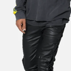 MNML X566 Skinny Leather Lace-Up Pants Black 12 MNML X566 Skinny Leather Lace-Up Pants Black -Nuvora Fit Sales 03011871 YB001 mens 0050