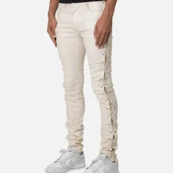 MNML X566 Skinny Leather Lace-Up Pants Cream -Nuvora Fit Sales 03011872 YC600 mens 0020