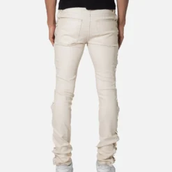 MNML X566 Skinny Leather Lace-Up Pants Cream -Nuvora Fit Sales 03011872 YC600 mens 0040