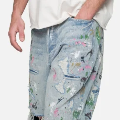MNML Ultra Baggy Paint Denim Jeans Blue -Nuvora Fit Sales 03012100 YX001 mens 0050