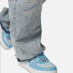 MNML Ultra Baggy Paint Denim Jeans Blue -Nuvora Fit Sales 03012100 YX001 mens 0060